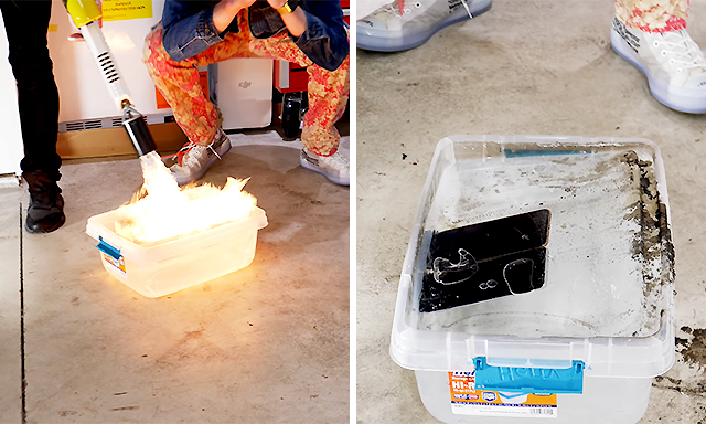 ▲ 사진: 유튜브 'Samsung Galaxy S10 WATER/FREEZE Test! (Boil ＆ Burn)'