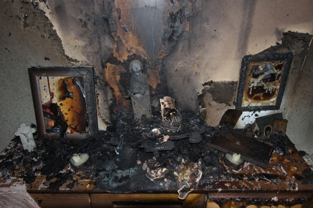 ▲ 대구 달서구 대곡동의 한 아파트에서 화재가 발생한 모습. 대구소방안전본부 제공.
