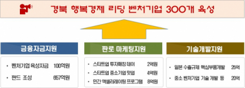 ▲ 경북 행복경제 리딩 벤처기업 300개 육성 흐름도. 경북도 제공