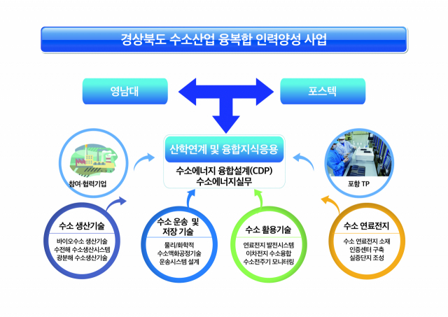 ▲ 경북 수소산업 융복합 인력양성 지원사업 개념도