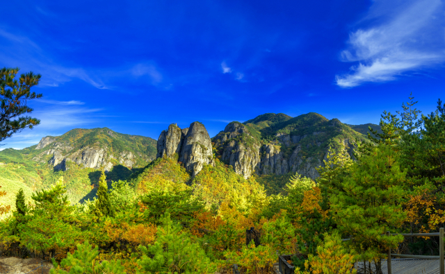 ▲ 높이 720m의 주왕산 주봉의 모습. 주왕산은 1976년 우리나라 12번째 국립공원으로 지정됐으며, 원시의 모습을 그대로 간직하고 있는 곳이다.