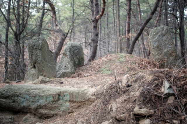 ▲ 경주국립공원사무소가 남산 장창곡의 절터(제10사지)에 있는 묘지를 이장해 제10사지가 60여 년 만에 문화 사적지의 품위를 찾았다. 이곳에서 보물 애기부처가 출토된 된 지점을 분묘한 모습.