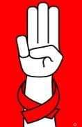 ▲ 미얀마 군사 쿠데타를 규탄을 표시하는 저항의 상징인 ‘세 손가락’.