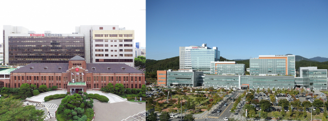 ▲ 경북대병원(왼쪽)과 칠곡경북대병원 전경