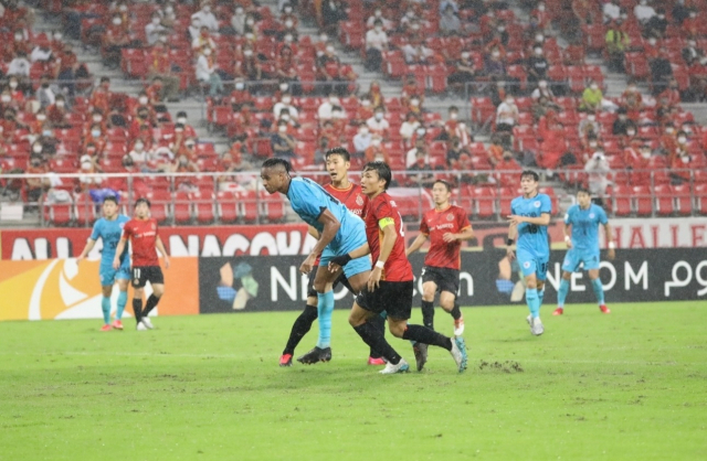 ▲ 4일 일본 도요타스타디움에서 열리는 ACL 2021 16강전 나고야 그램퍼스와의 경기에서 대구FC 공격수 에드가가 팀의 두 번째 골을 넣고 있다.
