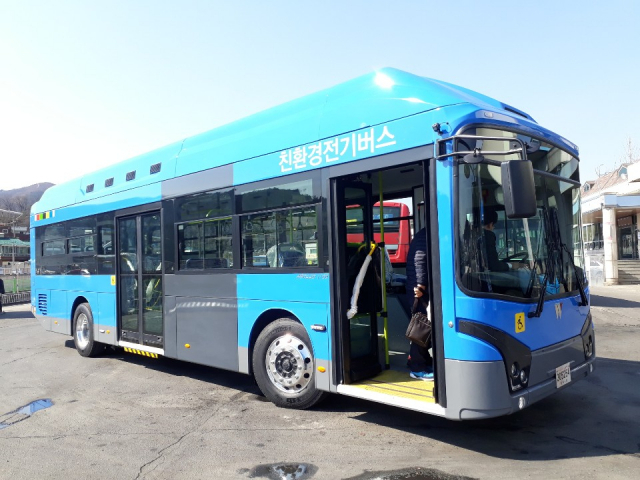 ▲ 대구 동명교통에 배치된 전기 시내버스의 모습.