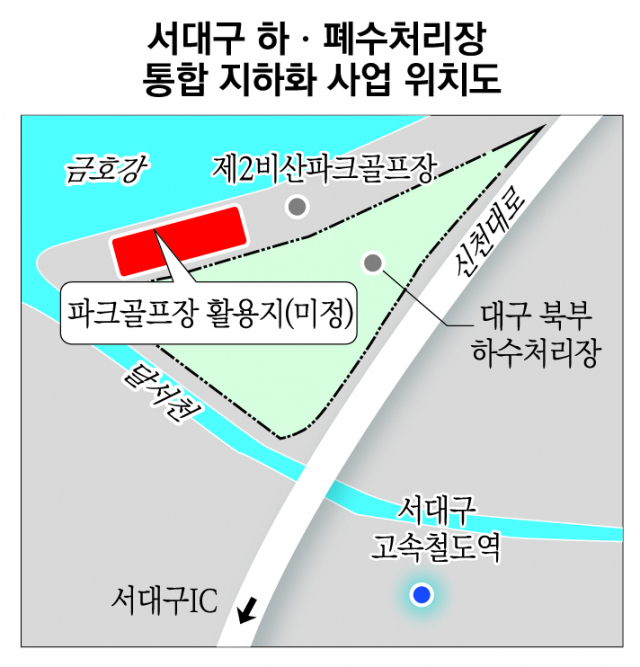 ▲ 서대구 하·폐수처리장 통합 지하화사업 위치도. 대구일보DB