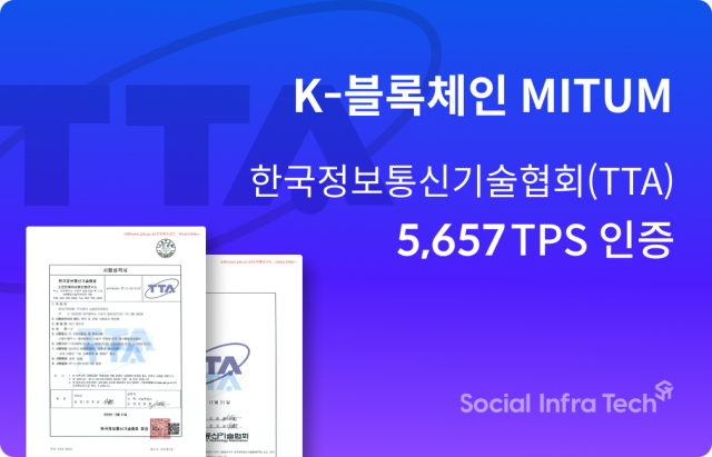 ▲ 소셜인프라테크가 한국정보통신기술협회로부터 받은 인증.