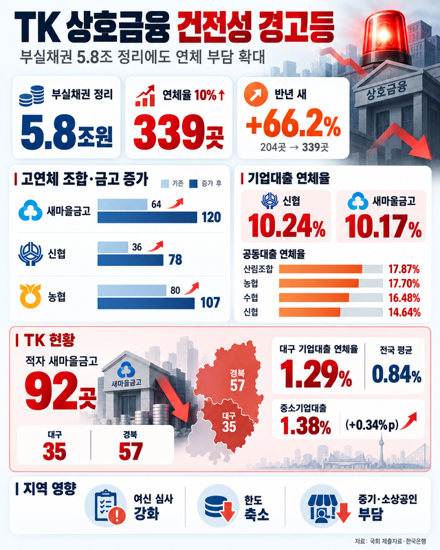 부실 털어내도 연체는 쌓였다...대구·경북 상호금융 건전성 부담 - 뉴스 썸네일 이미지